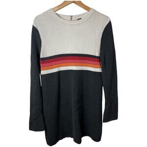 Free People Black Colorblock Long Sleeve Sweater Dress Women's Size M